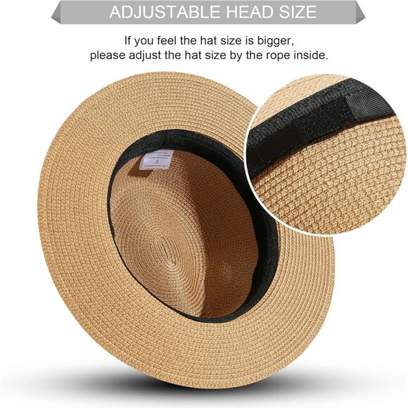 🆕 Women Brown Foldable Summer Straw Hat Wide Brim Fedora Sun Beach Soft Floppy - Picture 3 of 7